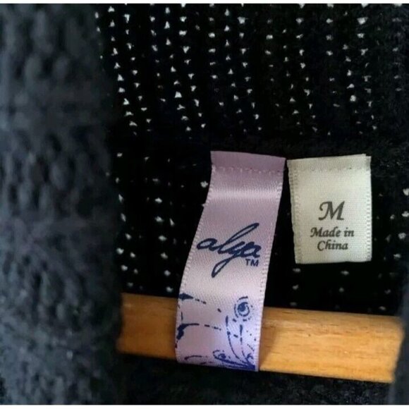 Alya Sweater Dress Size Medium Heavy Knit Ribbed Mock Turtleneck Cold Shoulder - Picture 4 of 6